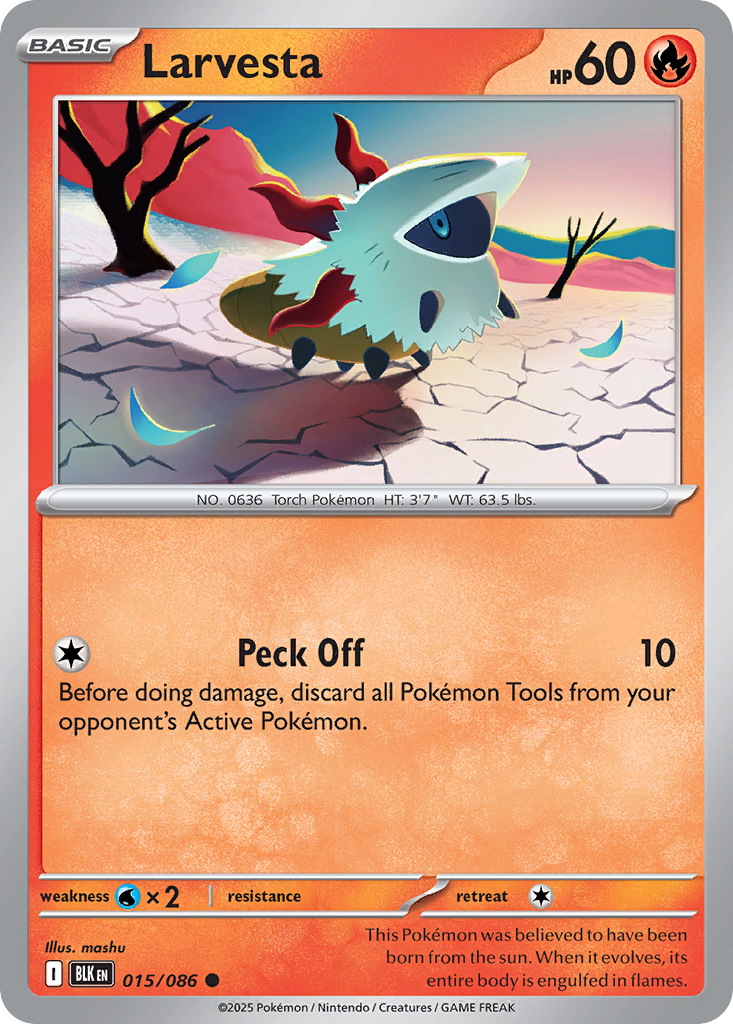 Larvesta 015/086 — Black Bolt Pokémon TCG