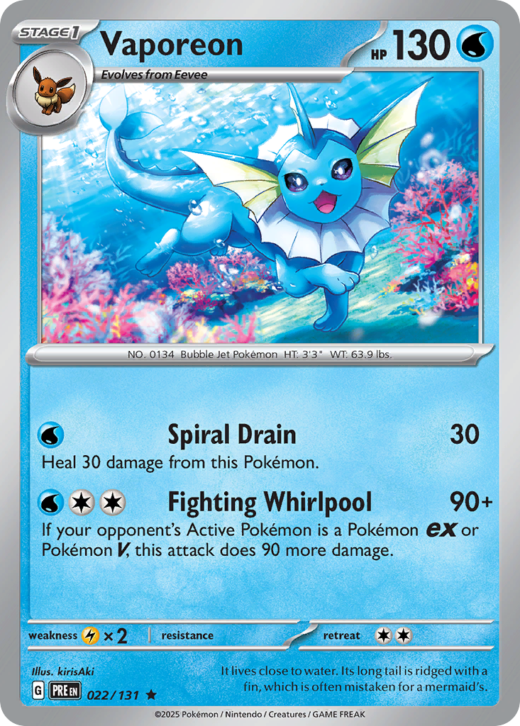 Vaporeon — Prismatic Evolutions 022/131 Pokémon card