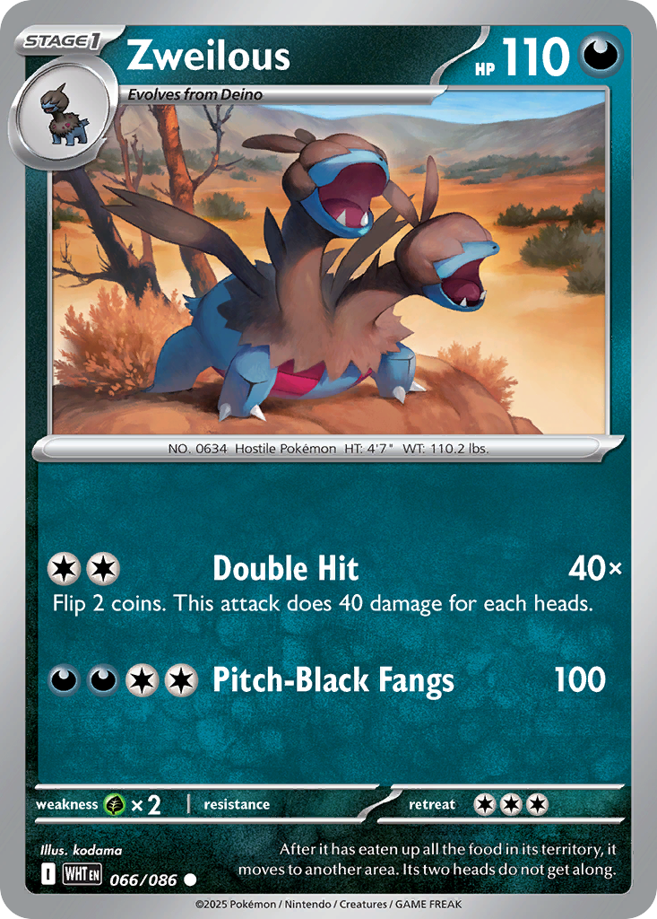 Zweilous — White Flare 066/086 Pokémon card