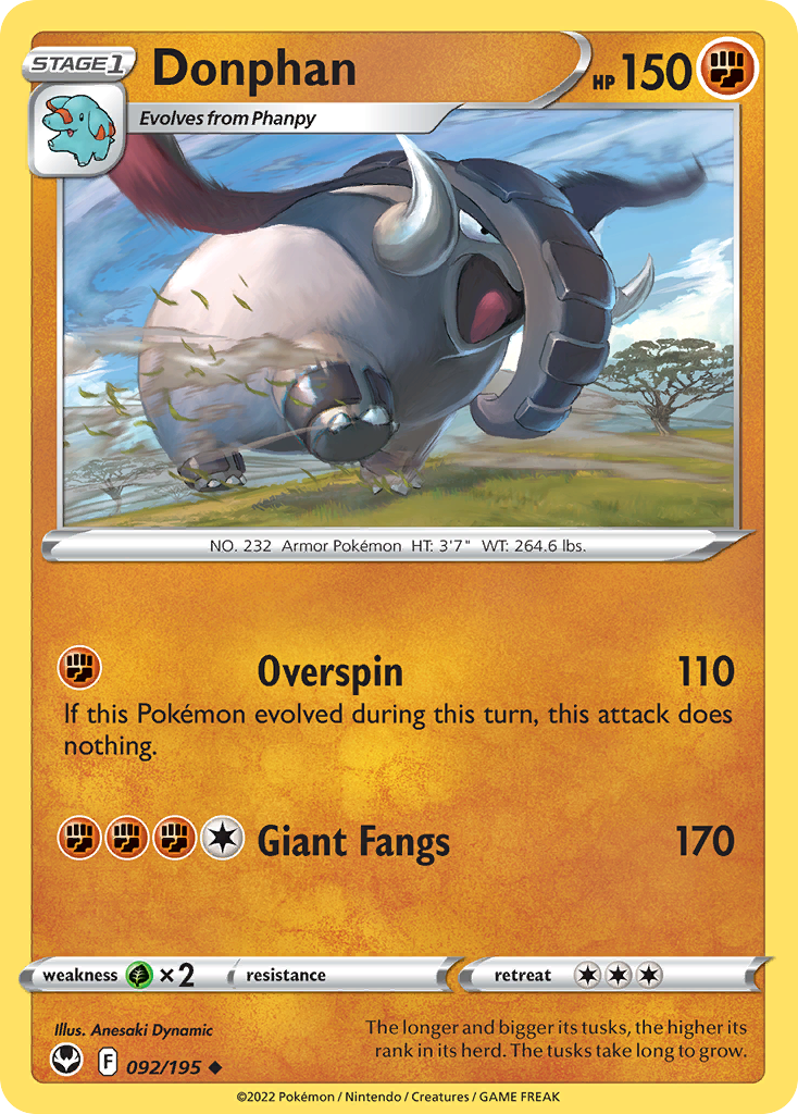 Donphan 092/195 — Silver Tempest Pokémon TCG