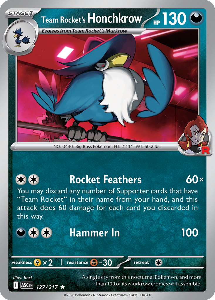 Team Rocket's Honchkrow — Ascended Heroes 127/217 Pokémon card