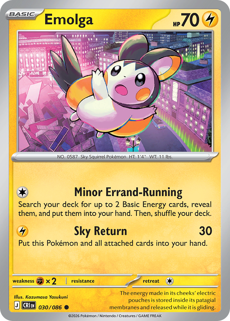 Emolga 030/086 — Chaos Rising Pokémon TCG