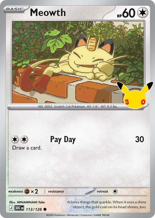 Meowth 113/128 30th Celebration
