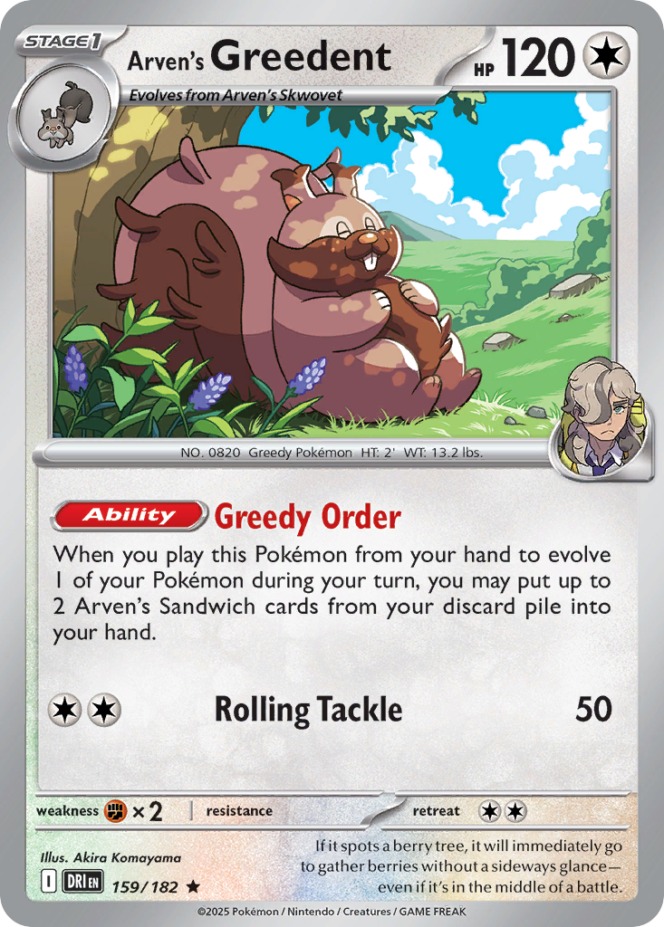 Arven's Greedent 159/182 Destined Rivals