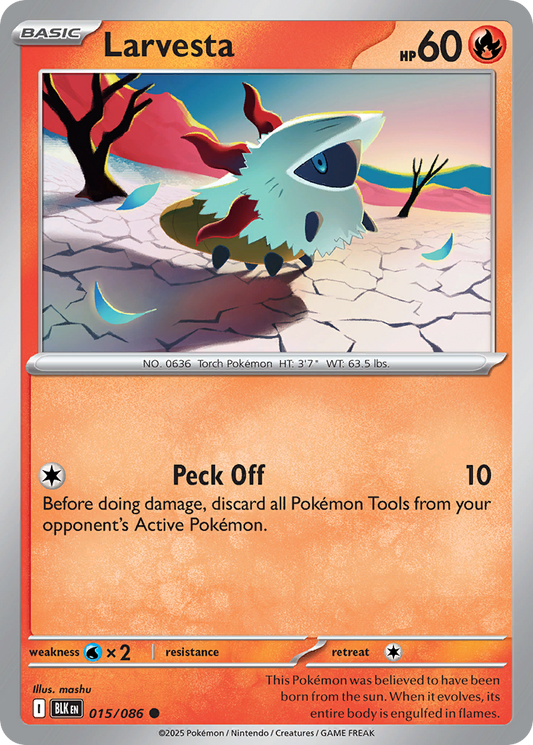 Larvesta 015/086 — Black Bolt Pokémon TCG