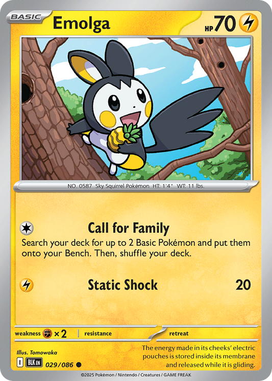 Emolga 029/086 — Black Bolt Pokémon TCG