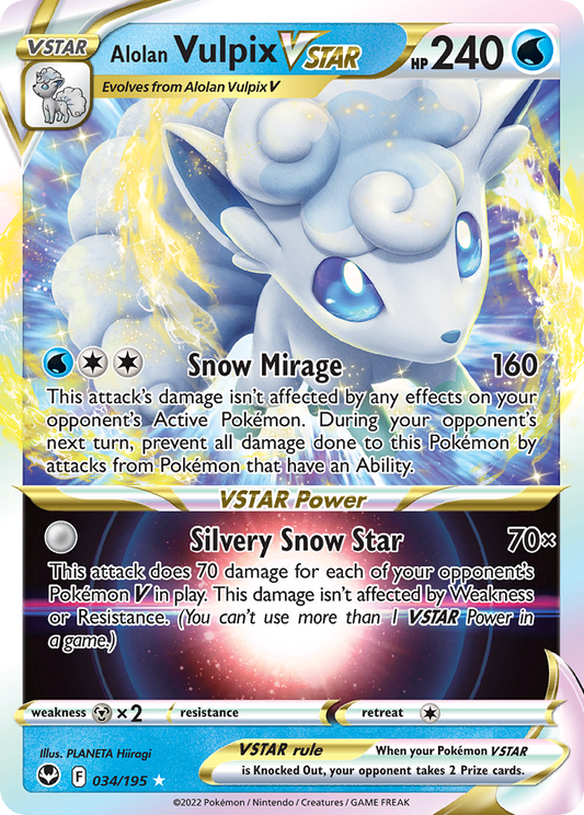 Alolan Vulpix VSTAR — Silver Tempest 034/195 Pokémon card