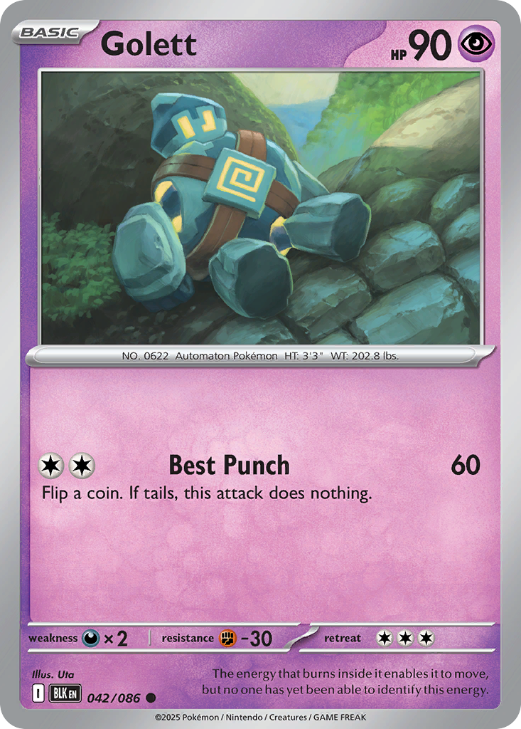 Golett 042/086 — Black Bolt Pokémon TCG