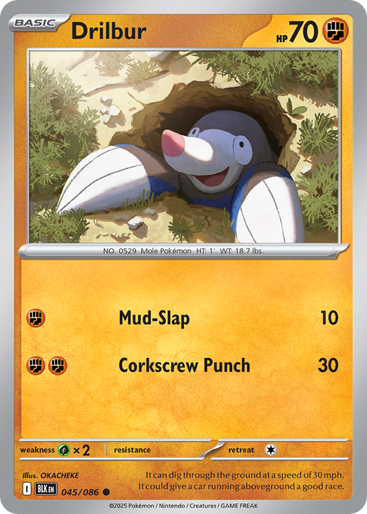Drilbur 045/086 — Black Bolt Pokémon TCG