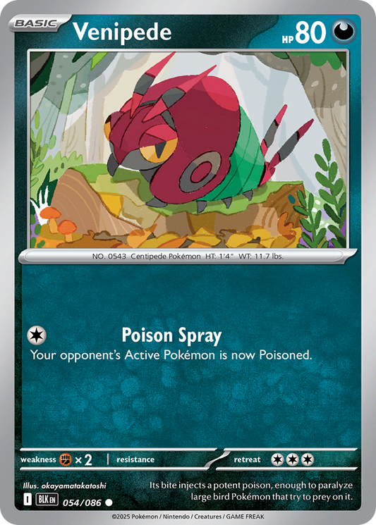 Venipede 054/086 — Black Bolt Pokémon TCG