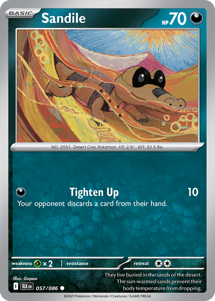 Sandile 057/086 — Black Bolt Pokémon TCG