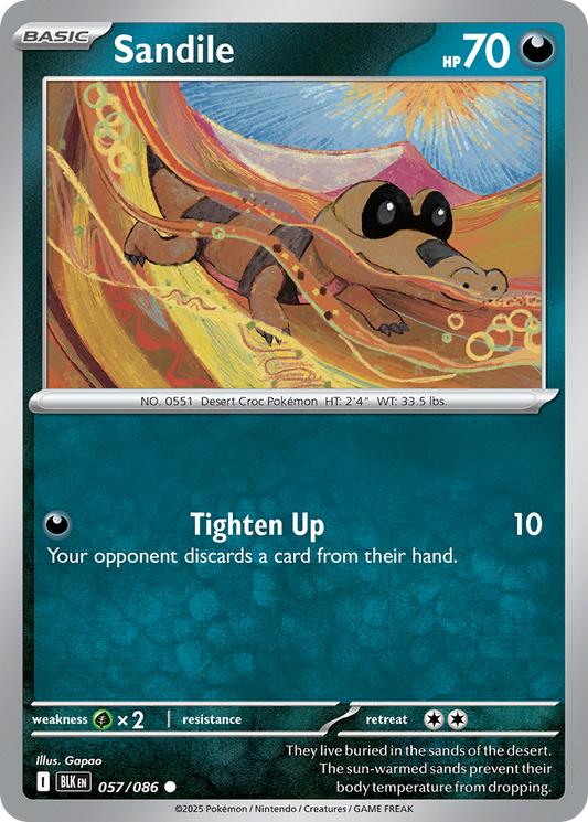 Sandile 057/086 — Black Bolt Pokémon TCG