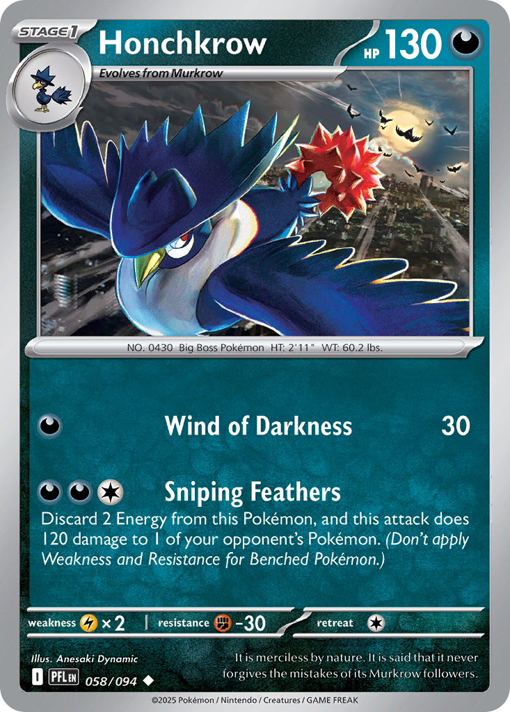 Honchkrow 058/094 — Phantasmal Flames Pokémon TCG