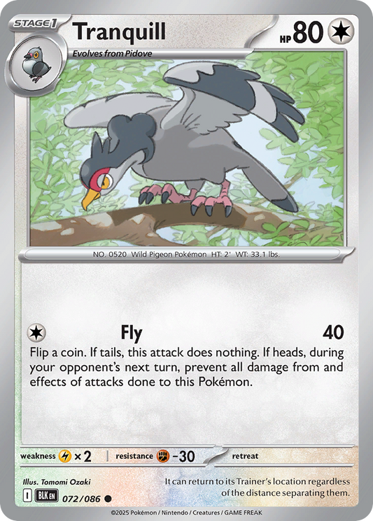 Tranquill 072/086 — Black Bolt Pokémon TCG
