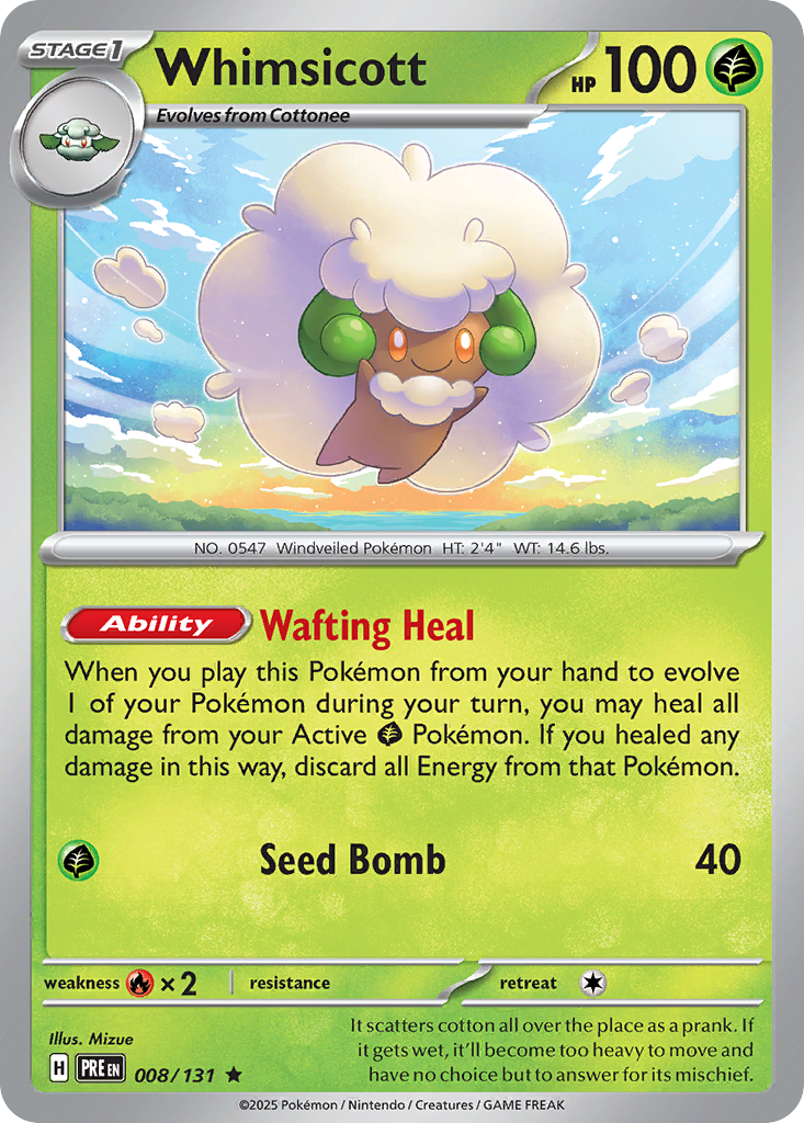 Whimsicott — Prismatic Evolutions 008/131 Pokémon card
