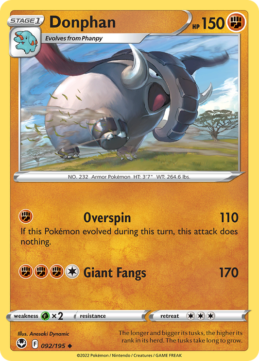 Donphan 092/195 — Silver Tempest Pokémon TCG