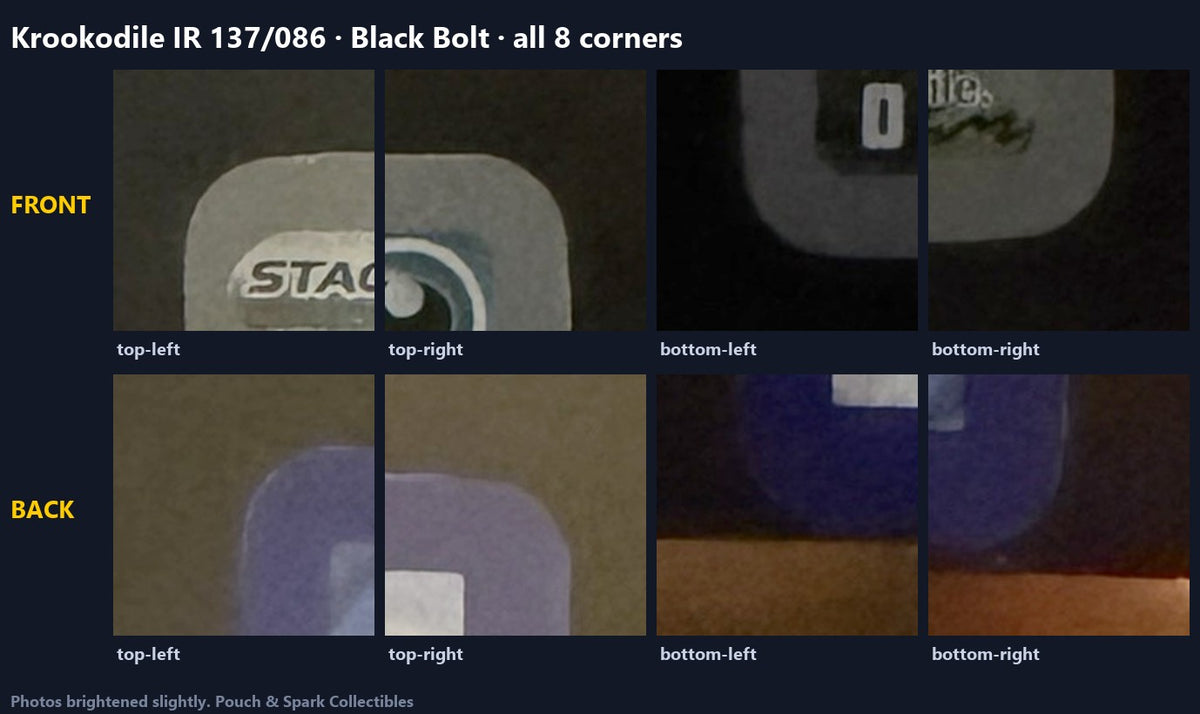 Condition — All 8 corners, front and back