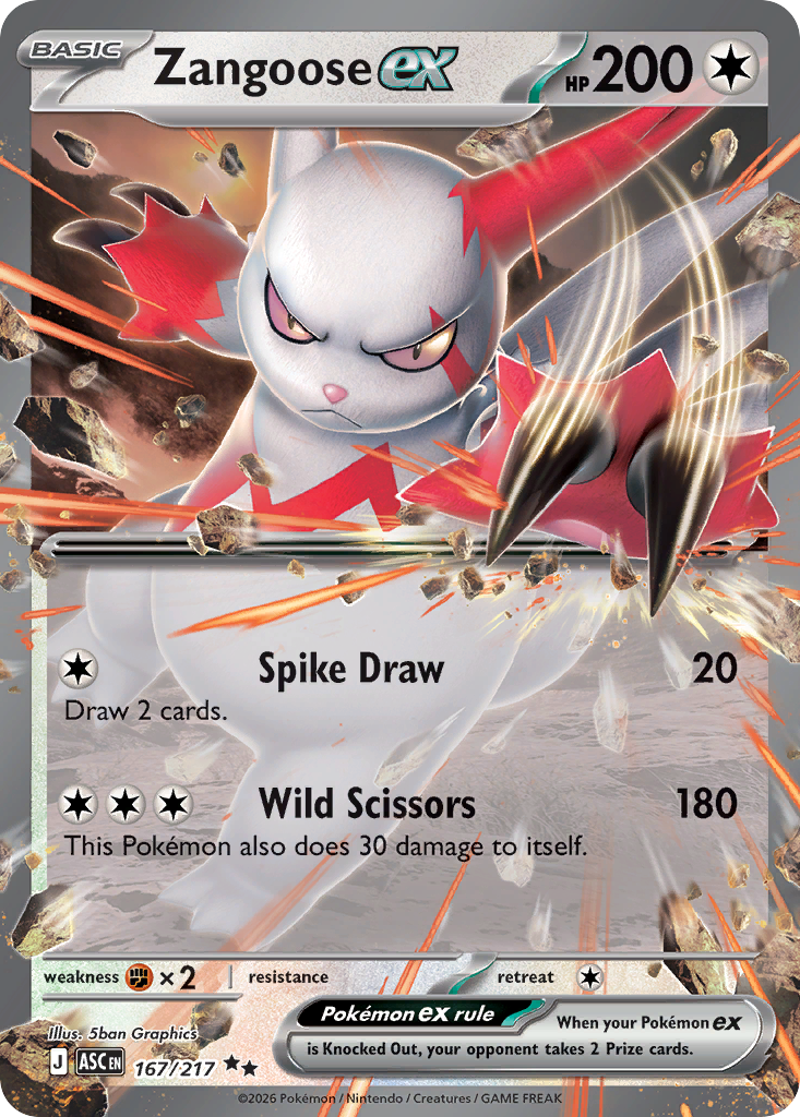 Zangoose ex — Ascended Heroes 167/217 Pokémon card