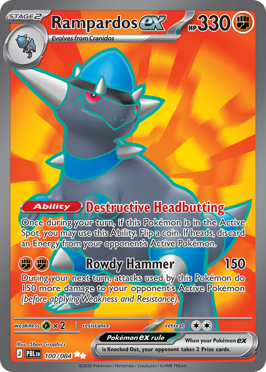 Rampardos ex — Pitch Black 100/084 Pokémon card