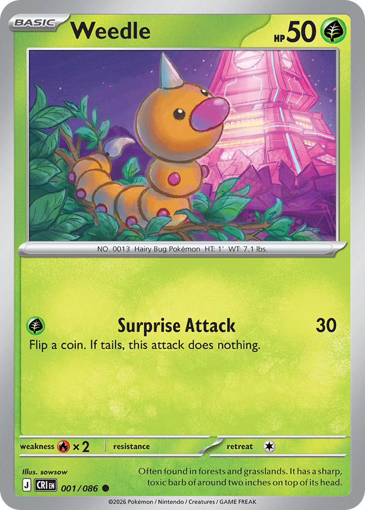 Weedle 001/086 — Chaos Rising Pokémon TCG