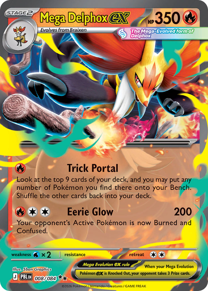 Mega Delphox ex — Pitch Black 008/084 Pokémon card