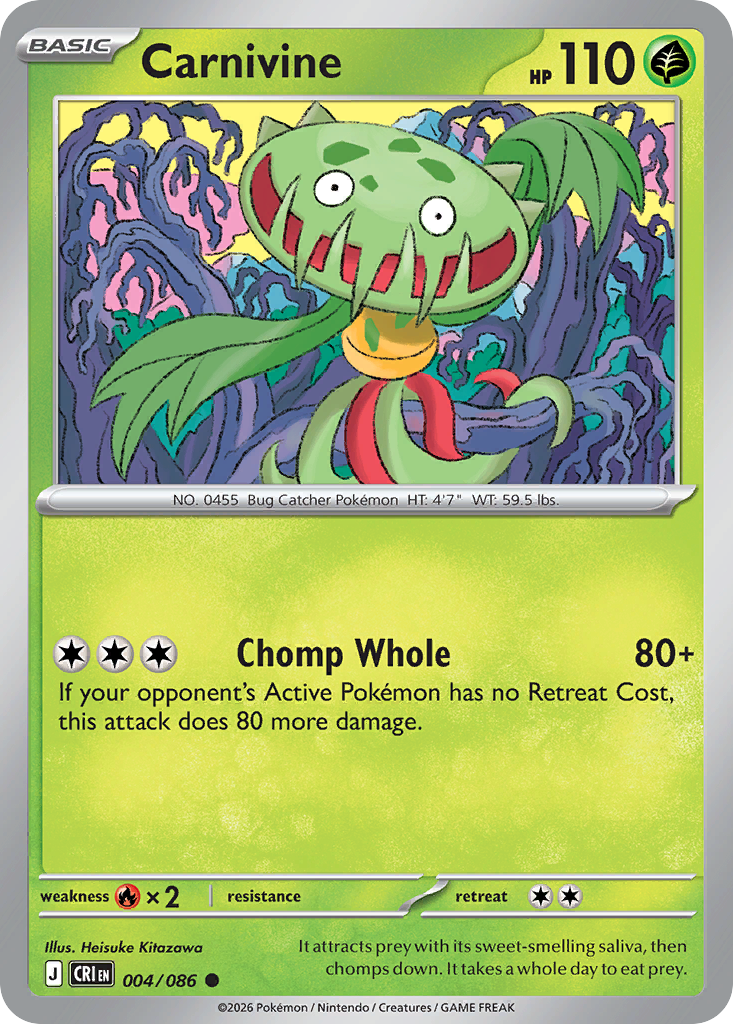 Carnivine 004/086 — Chaos Rising Pokémon TCG