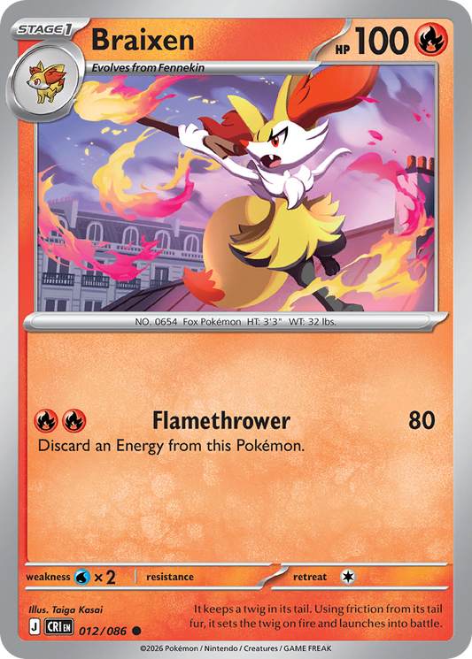 Braixen 012/086 — Chaos Rising Pokémon TCG