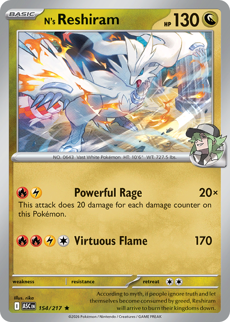 N's Reshiram — Ascended Heroes 154/217 Pokémon card