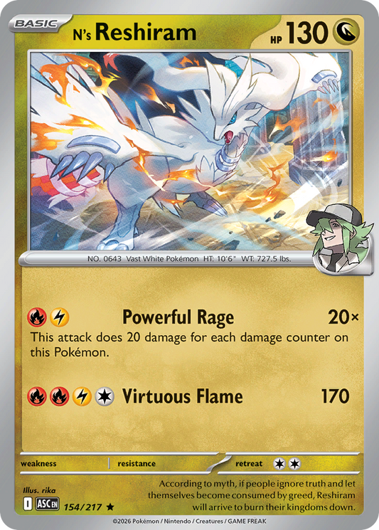 N's Reshiram — Ascended Heroes 154/217 Pokémon card