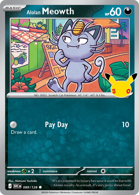 Alolan Meowth 089/128 30th Celebration