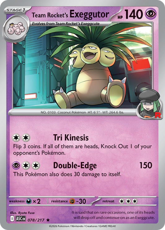 Team Rocket's exeggutor — Ascended Heroes 078/217 Pokémon card