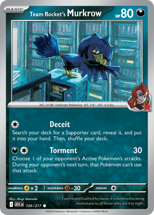 Team Rocket's Murkrow — Ascended Heroes 126/217 Pokémon card