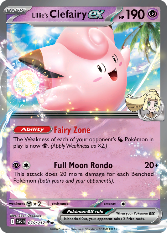 Lillie's Clefairy ex — Ascended Heroes 076/217 Pokémon card