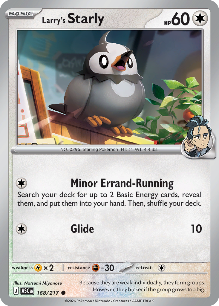 Larry's Starly — Ascended Heroes 168/217 Pokémon card